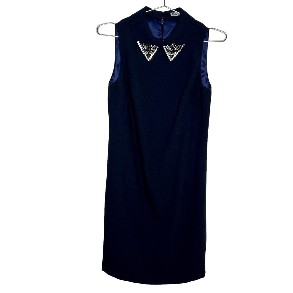 ELIZA J Beaded Embellished Collar Shift Dress Cocktail Party